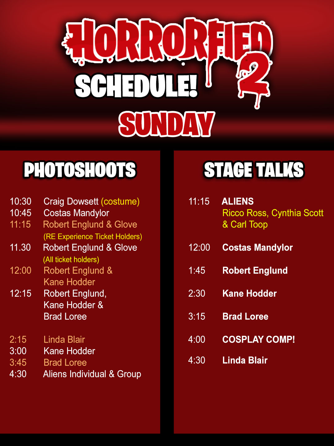 Horrorfied-Schedule-SUN Schedules